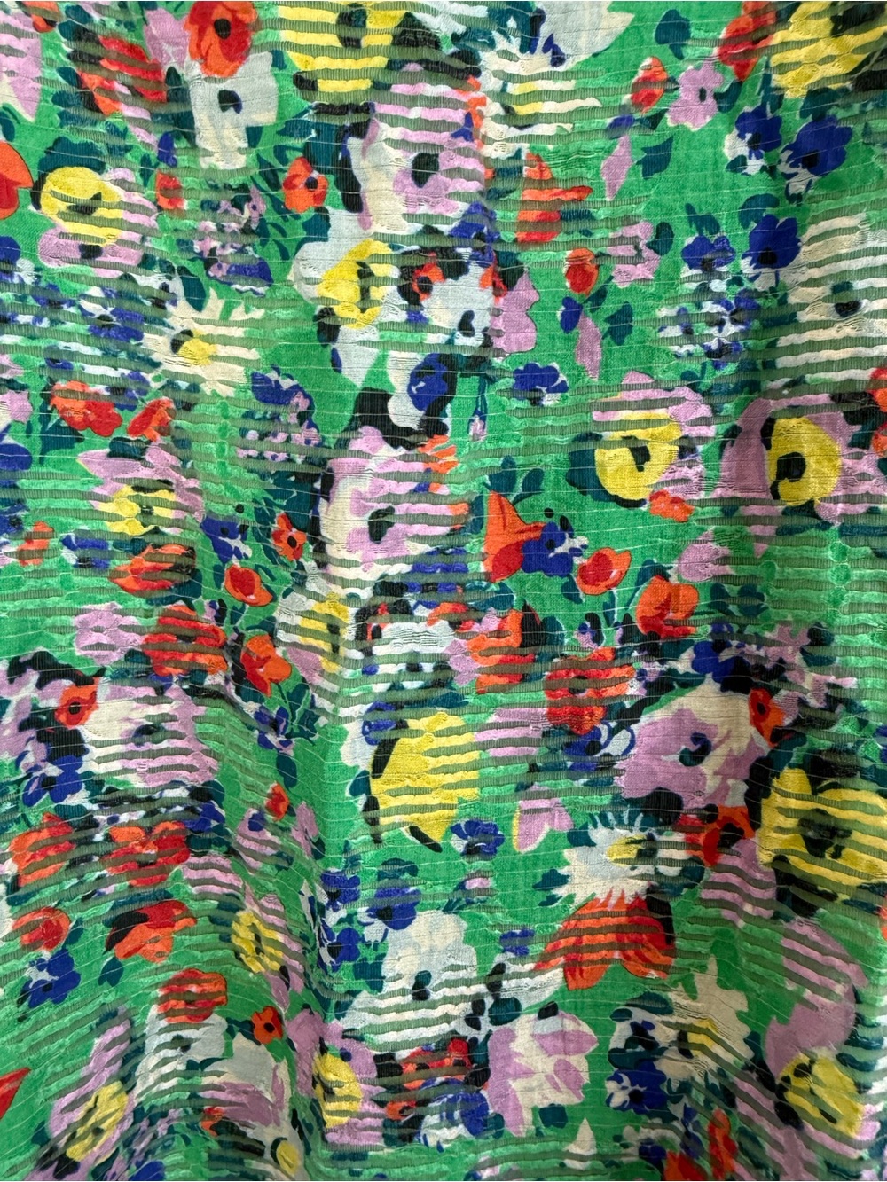 Maeve green, pink, red, yellow floral sleeveless keyhole back tank top. 10 - Picture 2 of 6